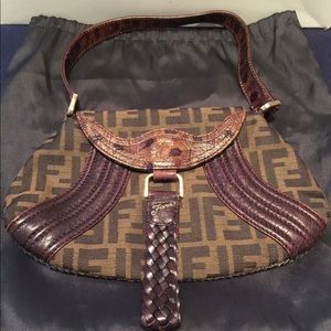 Authentic FENDI Zucca Nappa Tortoise Baguette